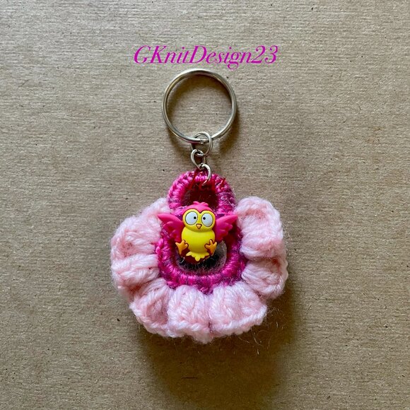 Handmade Bag Charm, Crochet Keychain Charm, Happy Dock Charm - Picture 2 of 7